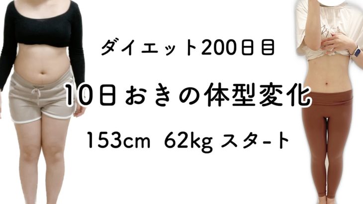 【公開ダイエット】200日目｜−16kg｜10日おきの体型変化