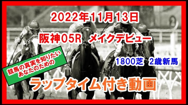 メイクデビュー サンライズピース 2022年11月13日 阪神 05R 1800芝 2歳新馬  ラップタイム付き動画