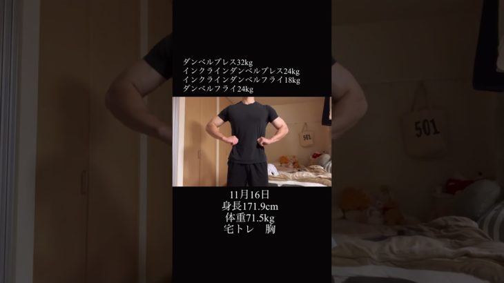 【宅トレで胸の日】#fitness #筋トレ日記 #筋トレ記録 #筋量アップ