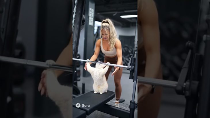 【筋トレ猫降臨】ジムのスミスマシンでトレーニングする猫がガチすぎる！AIが生んだ“最強マッスルキャット”に世界がざわつく🐾💪【爆笑＆癒し】
